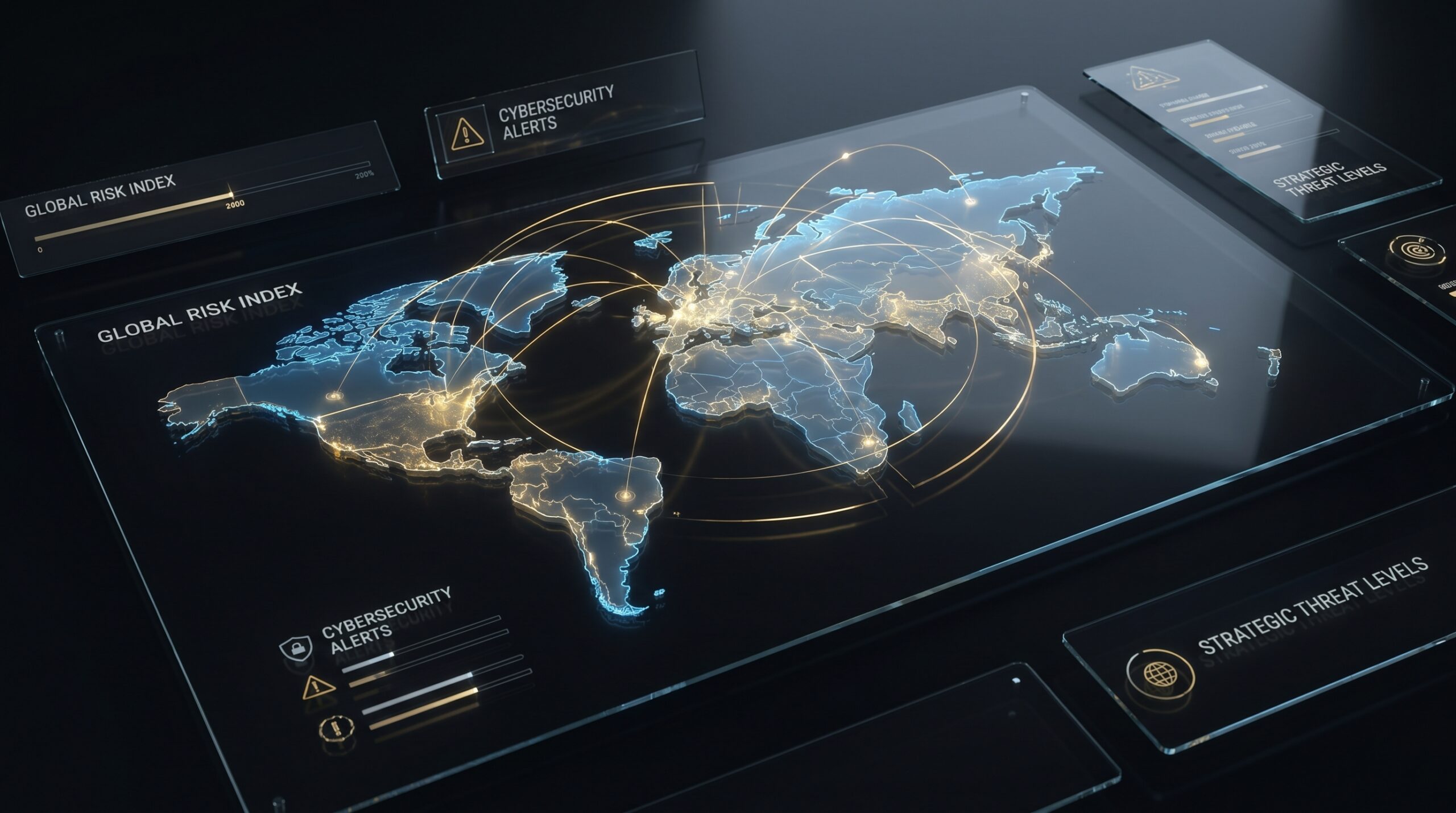 Elegant global intelligence dashboard used for travel risk and security planning