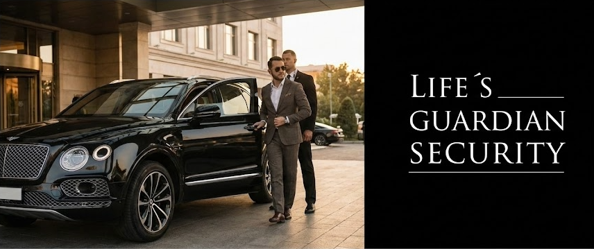 Life's Guardian Security executive arrival brand image with company logo
